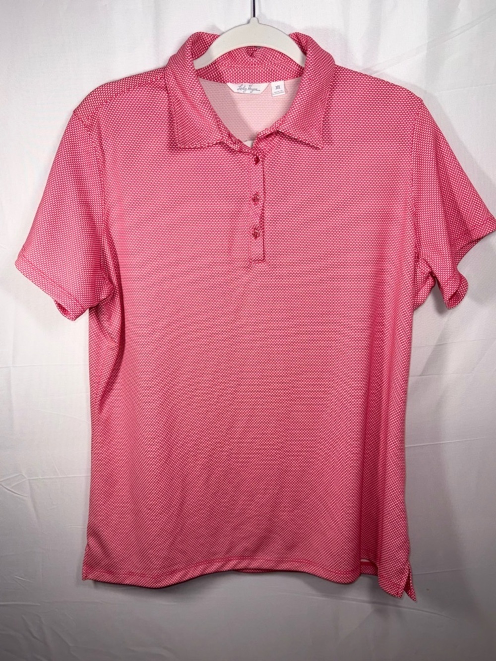Lady Hagen Women's Pink Short-Sleeve Collared Button Golf Polo Top Size XL
